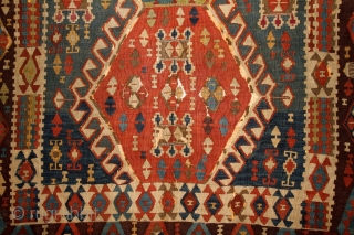 Kagizman Kilim, mid. 19th century, East Anatolia, 365x150cm
Beautiful saturated natural colors. Rare triple-bordure type. Wool on wool, some oxidized browns here and there, good overall condition.
more pictures here: https://picasaweb.google.com/pazyrikcarpet
Feel free to ask  ...