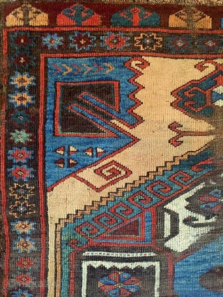 A shining icy blue/turquise oasis floating in the middle of the sand desert (undyed camel-hair wool) Charismatic Karapinar village rug, mid 19th century, Central Anatolia. A real village piece with rural touch  ...