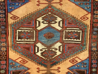 A shining icy blue/turquise oasis floating in the middle of the sand desert (undyed camel-hair wool) Charismatic Karapinar village rug, mid 19th century, Central Anatolia. A real village piece with rural touch  ...