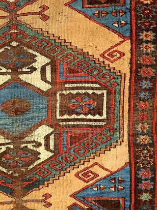 A shining icy blue/turquise oasis floating in the middle of the sand desert (undyed camel-hair wool) Charismatic Karapinar village rug, mid 19th century, Central Anatolia. A real village piece with rural touch  ...