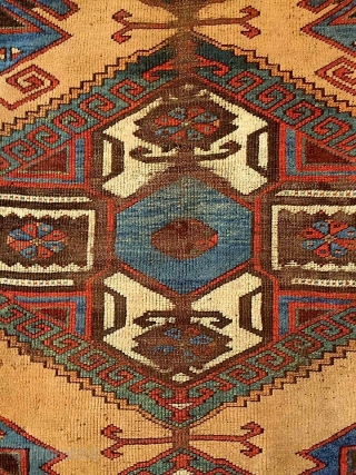 A shining icy blue/turquise oasis floating in the middle of the sand desert (undyed camel-hair wool) Charismatic Karapinar village rug, mid 19th century, Central Anatolia. A real village piece with rural touch  ...