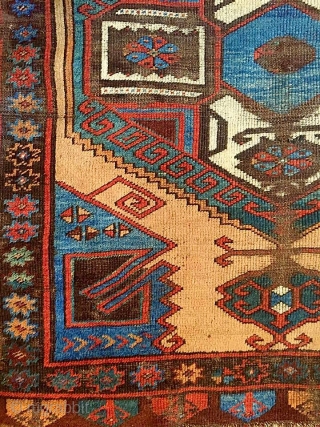 A shining icy blue/turquise oasis floating in the middle of the sand desert (undyed camel-hair wool) Charismatic Karapinar village rug, mid 19th century, Central Anatolia. A real village piece with rural touch  ...