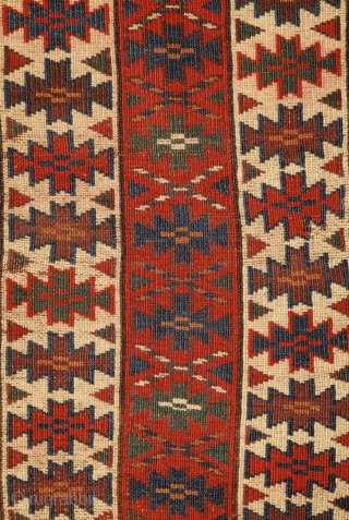 Yomud Ensi, Turkmenistan, mid 19th century, wool on wool with brilliant colors.
Super graphic drawing,wonderful bottom design with wonderful life of trees with horns on their top, known from mihrab's head on the  ...