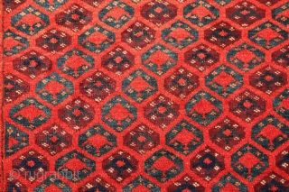 Beshir turkmens launching spaceships to their inner universe... Ersari/Beshir rug, end of 19th century, 185x105cm, allover eshme-gül design, which usually appears on different kind of bags, not common on rugs. Bright, vivid  ...