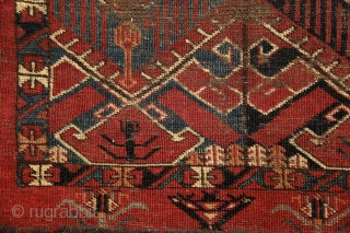 Beshir chuval, ca. 1850, wonderful colors, and super graphic, large scaling, rare ikat-like pattern, worn overall, worn overall, has seen more centuries, but still glorious, full with history, just like an old  ...