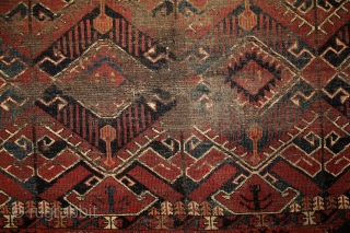 Beshir chuval, ca. 1850, wonderful colors, and super graphic, large scaling, rare ikat-like pattern, worn overall, worn overall, has seen more centuries, but still glorious, full with history, just like an old  ...