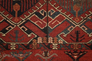 Beshir chuval, ca. 1850, wonderful colors, and super graphic, large scaling, rare ikat-like pattern, worn overall, worn overall, has seen more centuries, but still glorious, full with history, just like an old  ...