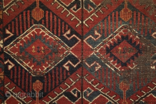 Beshir chuval, ca. 1850, wonderful colors, and super graphic, large scaling, rare ikat-like pattern, worn overall, worn overall, has seen more centuries, but still glorious, full with history, just like an old  ...