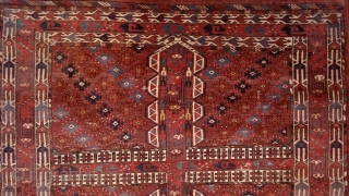 Yomud Ensi, 19th century. Mint condition, full juicy pile allover, original sides and kilim on both ends, original tassels. There are a few redone knots here&there, but it is really in mint  ...