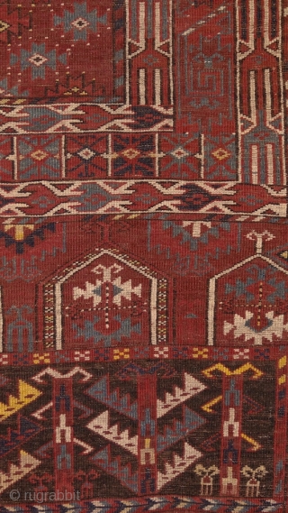 Yomud Ensi, 19th century. Mint condition, full juicy pile allover, original sides and kilim on both ends, original tassels. There are a few redone knots here&there, but it is really in mint  ...