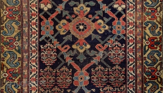 North-west persian kurdish 'double-mihrab' rug, 19th century. Non-commercial, tribal/village work with great colors & bold drawing. Ancient S-hooked border! Stylized dragons defending a blooming 'mina-khani' field of life. More pieces: http://rugrabbit.com/profile/5160  