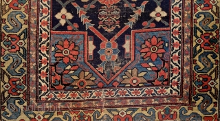 North-west persian kurdish 'double-mihrab' rug, 19th century. Non-commercial, tribal/village work with great colors & bold drawing. Ancient S-hooked border! Stylized dragons defending a blooming 'mina-khani' field of life. More pieces: http://rugrabbit.com/profile/5160  