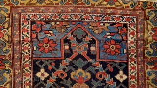 North-west persian kurdish 'double-mihrab' rug, 19th century. Non-commercial, tribal/village work with great colors & bold drawing. Ancient S-hooked border! Stylized dragons defending a blooming 'mina-khani' field of life. More pieces: http://rugrabbit.com/profile/5160  