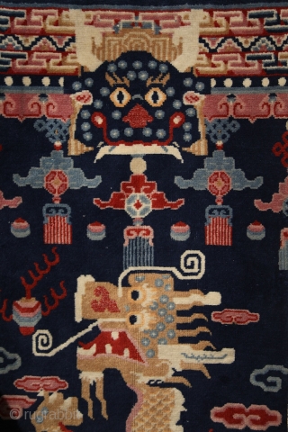 Tibetan pillar rug, mid 20th century, 220x70cm, wool on cotton, perfect condition, intact sides and ends and full, soft pile overall. other pieces on sale: http://rugrabbit.com/profile/5160 (photograph of the weaver: Oriental Rug  ...