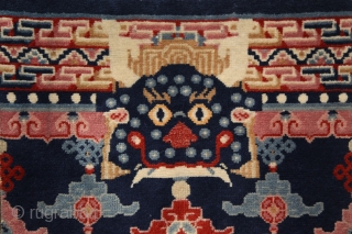 Tibetan pillar rug, mid 20th century, 220x70cm, wool on cotton, perfect condition, intact sides and ends and full, soft pile overall. other pieces on sale: http://rugrabbit.com/profile/5160 (photograph of the weaver: Oriental Rug  ...