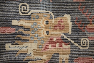 Tibetan pillar rug, mid 20th century, 220x70cm, wool on cotton, perfect condition, intact sides and ends and full, soft pile overall. other pieces on sale: http://rugrabbit.com/profile/5160 (photograph of the weaver: Oriental Rug  ...