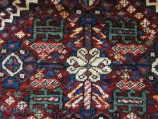 6'2" x 7'8" Antique Shekarlu Qashqai rug. Circa 1860. Condition: excellent. 90% medium-full pile, no foundation showing. No repairs, moth damage or issues. Only a few small areas where the pile is  ...