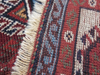 6'2" x 7'8" Antique Shekarlu Qashqai rug. Circa 1860. Condition: excellent. 90% medium-full pile, no foundation showing. No repairs, moth damage or issues. Only a few small areas where the pile is  ...