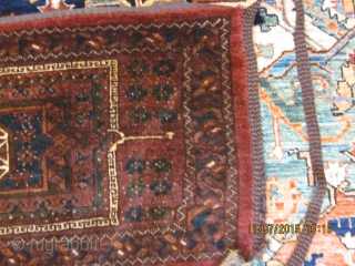 Full pile antique Turkoman torba, C 1900's. Originally had long fringes but they are gone. Pile has no repairs or moth damage. In excellent condition. 1'5" x 4'6". 

My cell is 707-536-5022  ...