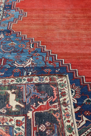 This large and rare antique persian rug will be sold on Onlineauction 19th of September at www.skanesauktionsverk.se


Lot 572. ANTIQUE PERSIAN RUG Handknotted in wool on cotton. Dated, probably 1298 (1880-81 gregorian calender).  ...