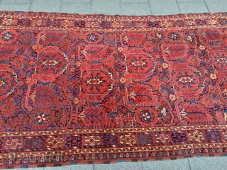 Beshir carpet, size: 2,66 x 1,42 m, generally in good condition with lots of tiny wrinkle wears, endings are redone with cotton.           