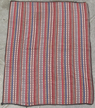 Northwest Persian Jajim with floating weft work and a rainbow of colors. size : 5'7"x6'9".                  