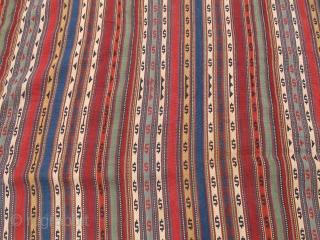 Northwest Persian Jajim with floating weft work and a rainbow of colors. size : 5'7"x6'9".                  