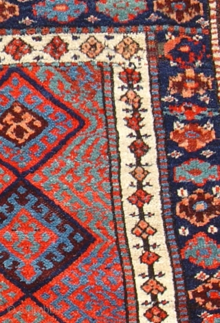 Jaff Kurd Bagface, Northwest Persia, 4th quarter of the 19th cen. 2'9'' x 3'10'' Thick lustrous pile and saturated natural colors. The extension of the barber pole minor border into the larger  ...