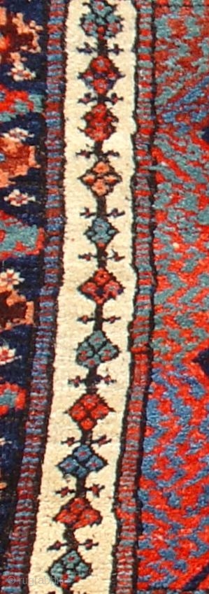 Jaff Kurd Bagface, Northwest Persia, 4th quarter of the 19th cen. 2'9'' x 3'10'' Thick lustrous pile and saturated natural colors. The extension of the barber pole minor border into the larger  ...