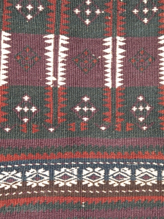 Baluch Flatwoven Trapping, southwestern Pakistan, early 20th century.
A minority of Baluch weavings can actually be attributed to Balochistan proper. This long trapping woven finely with floating weft technique is expertly dyed with  ...