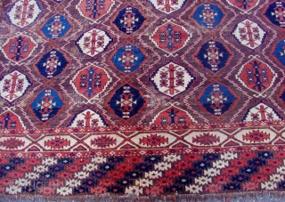 This is a Chodor Turkmen main carpet with a classic Ertmen gul field. While quite a few of these nineteenth century Central Asian tribal carpets survive into our time, this example is  ...