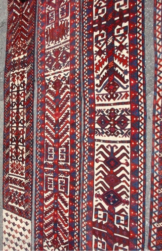 Yomut Turkmen Tent Band. Full and complete with plush drawing in wool pile with silk highlights. 42 feet long 1'3" wide. 2nd half of the 19th century. Inv. #14580.    