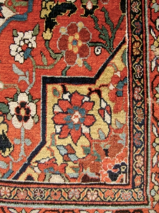 "Important Qashqa'i Carpet" Early 19th c. 5' x 8'4""


5 x 8’4

Warp – Ivory wool,

Weft – Silk,

Pile – wool, asymmetric knot open left

238 knots per square inch – 17 H x 14 V

Selvedge  ...