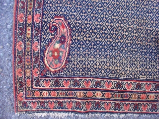 West Persian Saddle Rug. Late 19th cen. Not a typical Malayer, Faraghan, or  Senneh weave. Size = 2'10" x 3'5". Inv. # 14816.         