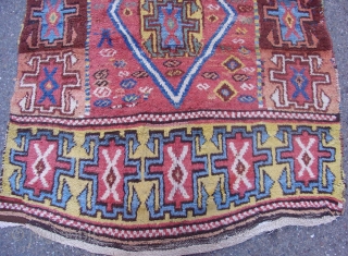 Dynamic East Anatolian Kurdish Rug. Perhaps Sivas with fantastic wool and color palette including canary yellow, green, rose madder and apricot. A great collectible weaving in great condition. Mid 19th century or  ...