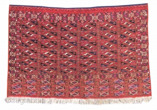 Tekke Turkmen chuval with aina gul design in both field and elem. Finely woven with copious amounts of silk. 2'3"x3'6"             