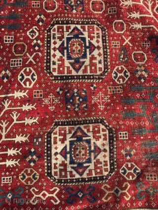 Tree Kazak, 3rd qtr  19th c. size= 4’11” x 6’5”

Collection of Dr. Timothy Mc Cormack

Original selvedges, original flat woven ends with traces of the supplementary decorative knots. Even wear with no  ...