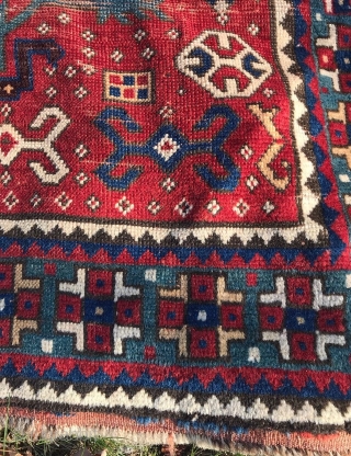 Tree Kazak, 3rd qtr  19th c. size= 4’11” x 6’5”

Collection of Dr. Timothy Mc Cormack

Original selvedges, original flat woven ends with traces of the supplementary decorative knots. Even wear with no  ...