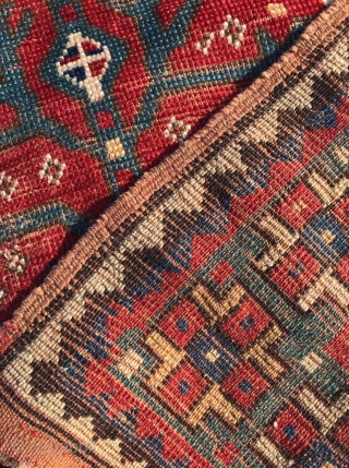 Tree Kazak, 3rd qtr  19th c. size= 4’11” x 6’5”

Collection of Dr. Timothy Mc Cormack

Original selvedges, original flat woven ends with traces of the supplementary decorative knots. Even wear with no  ...