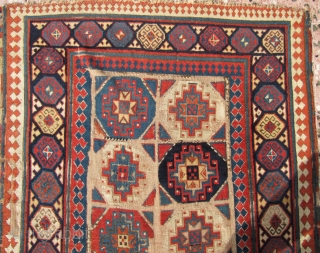 Early 19th century Shahsevean rug. Soft and floppy with lustrous wool and a very old back. Oxidized browns. 123x213cms.              