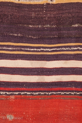 A rare, 18th century kilim. Probably woven in Cappadocia. Minimal and bold with wonderful dyes. Notice the masterful use of three different reds in the middle stripes. Blacks almost completely corroded. Expertly  ...