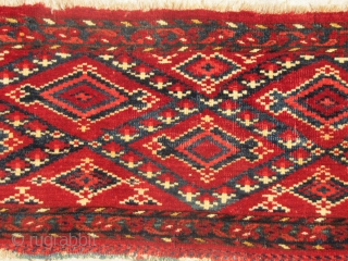 

Central Asian mafrash. Wonderful dyes and wool. Depressed warps, open left. Uzbek (?). 19th century. 135x37cms                 