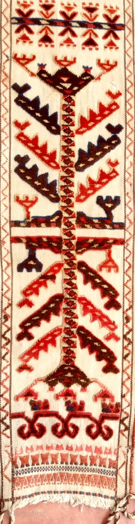 This rare tent band with silk highlights is a survivor from the height of Karakalpak material culture. While, generally, age is associated with quality in Central Asian weavings, in the case of  ...