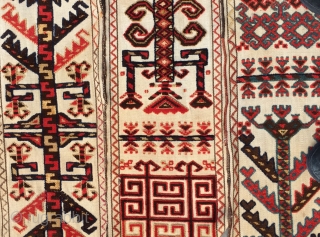 This rare tent band with silk highlights is a survivor from the height of Karakalpak material culture. While, generally, age is associated with quality in Central Asian weavings, in the case of  ...