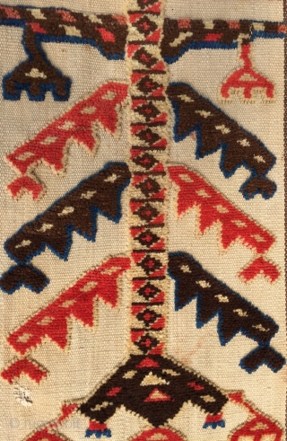 This rare tent band with silk highlights is a survivor from the height of Karakalpak material culture. While, generally, age is associated with quality in Central Asian weavings, in the case of  ...