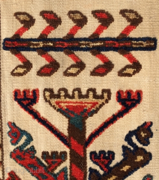 This rare tent band with silk highlights is a survivor from the height of Karakalpak material culture. While, generally, age is associated with quality in Central Asian weavings, in the case of  ...