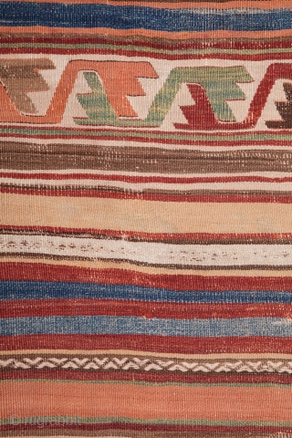 Central Anatolian kilim. Mid 19th century (?). Beautiful, soft pastel colors. Expertly backed with a high quality linen. Ready for display or even use. It has a soft presence.  317x140cms  