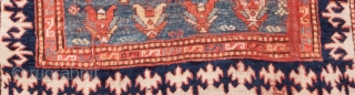 
A rare “Kazak-type” rug with an east Caucasian field design. The field color, neither green nor blue and hard to capture in a photo is unusual and appealing. The powerful, reciprocal border  ...