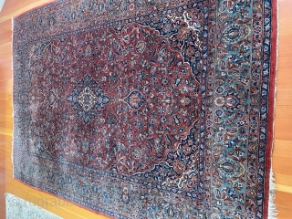 Antique Qazvin rug woven 1910-1920 
Size: 71" x 105"
Rust red field, Shah Abbas design with blue and white medallion. 
Condition: perfect
San Francisco Bay Area         