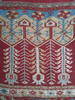 Ladik Prayer rug 199 x 118cm
Quite a lot of old repair but otherwise sound.                   